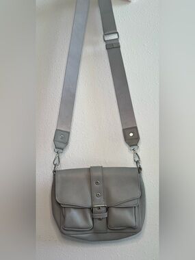 Madden Girl Gray Crossbody Shoulder Bag with Wide Strap